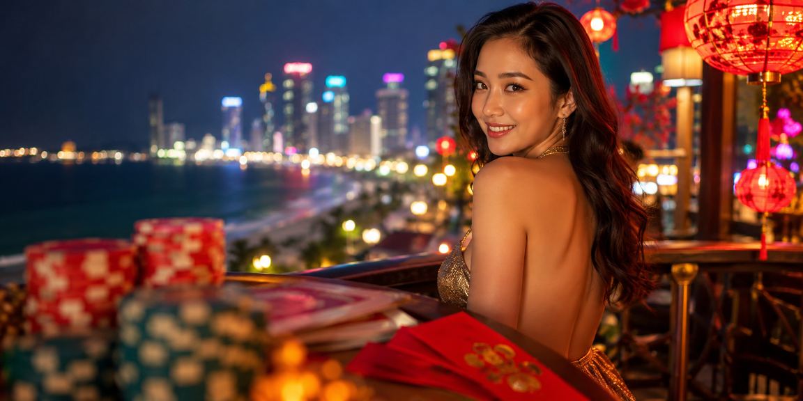 Bàn bài trong không gian Sapa với đèn lồng gợi ý nhóm game bài
